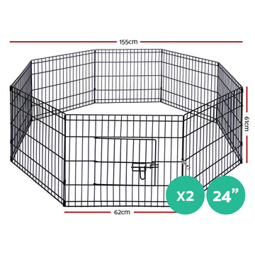 i.Pet 2X24" 8 Panel Pet Dog Playpen Puppy Exercise Cage Enclosure Fence Play Pen i.Pet